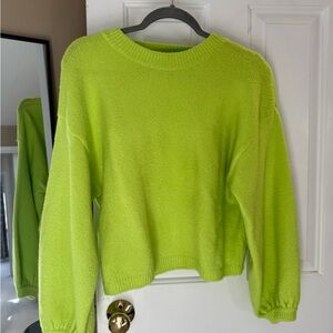Lulu's Bright Lime Crew Neck Sweater